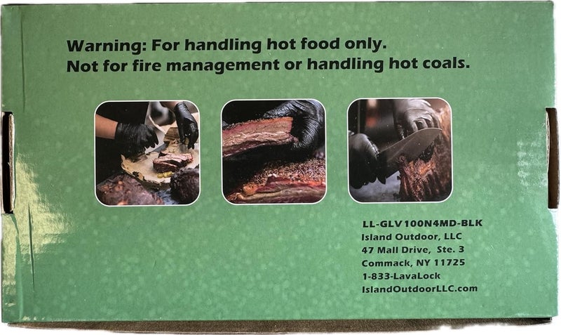 LavaLock Disposable Nitrile BBQ Gloves with Cotton Liners for Outdoor Cooking Grilling Smokers and Barbecue Competition (Medium 100 Count Black) - Image 3